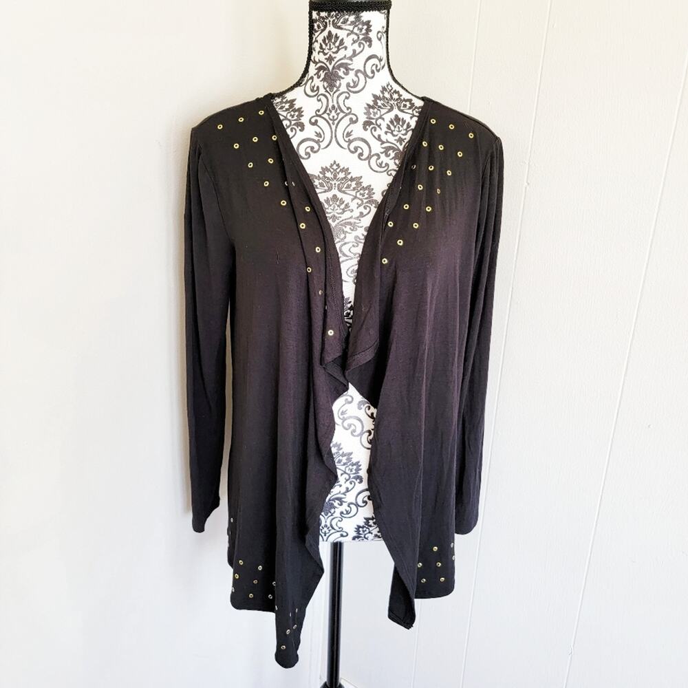 Carmen Marc Valvo Draped Grommit Detail Cardigan